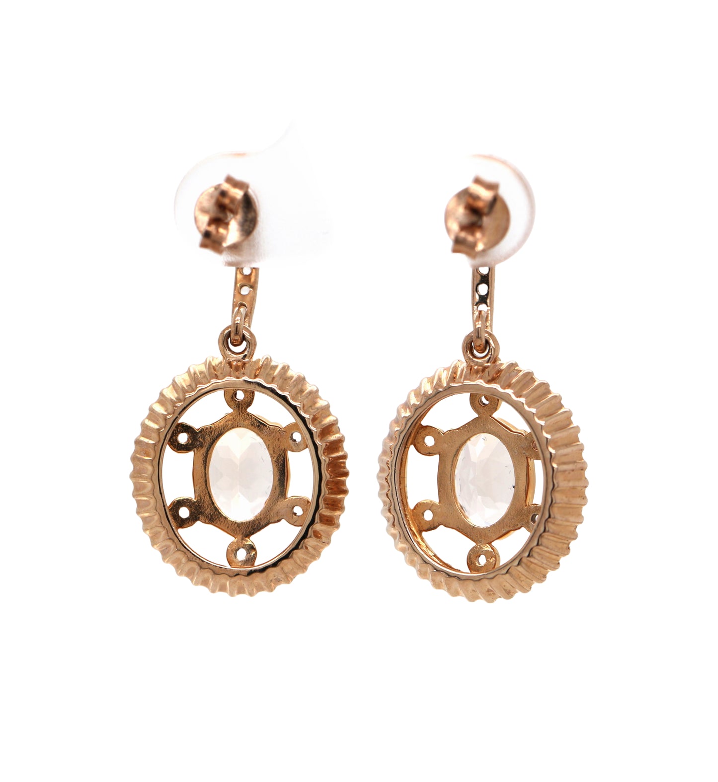 Rose Gold Plated Morganite / Sapphire Stud Earring