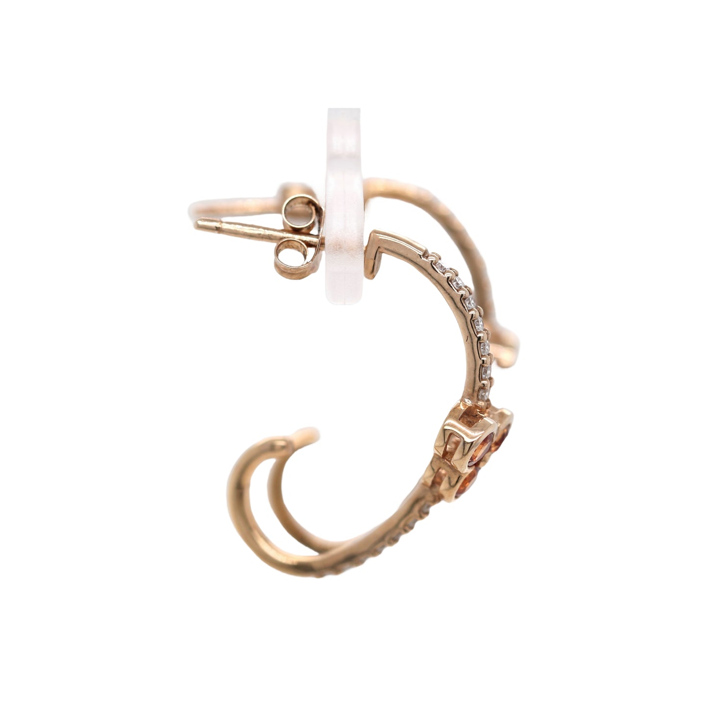 Red Sapphire/ Diamond with Rose Gold Plated Earring