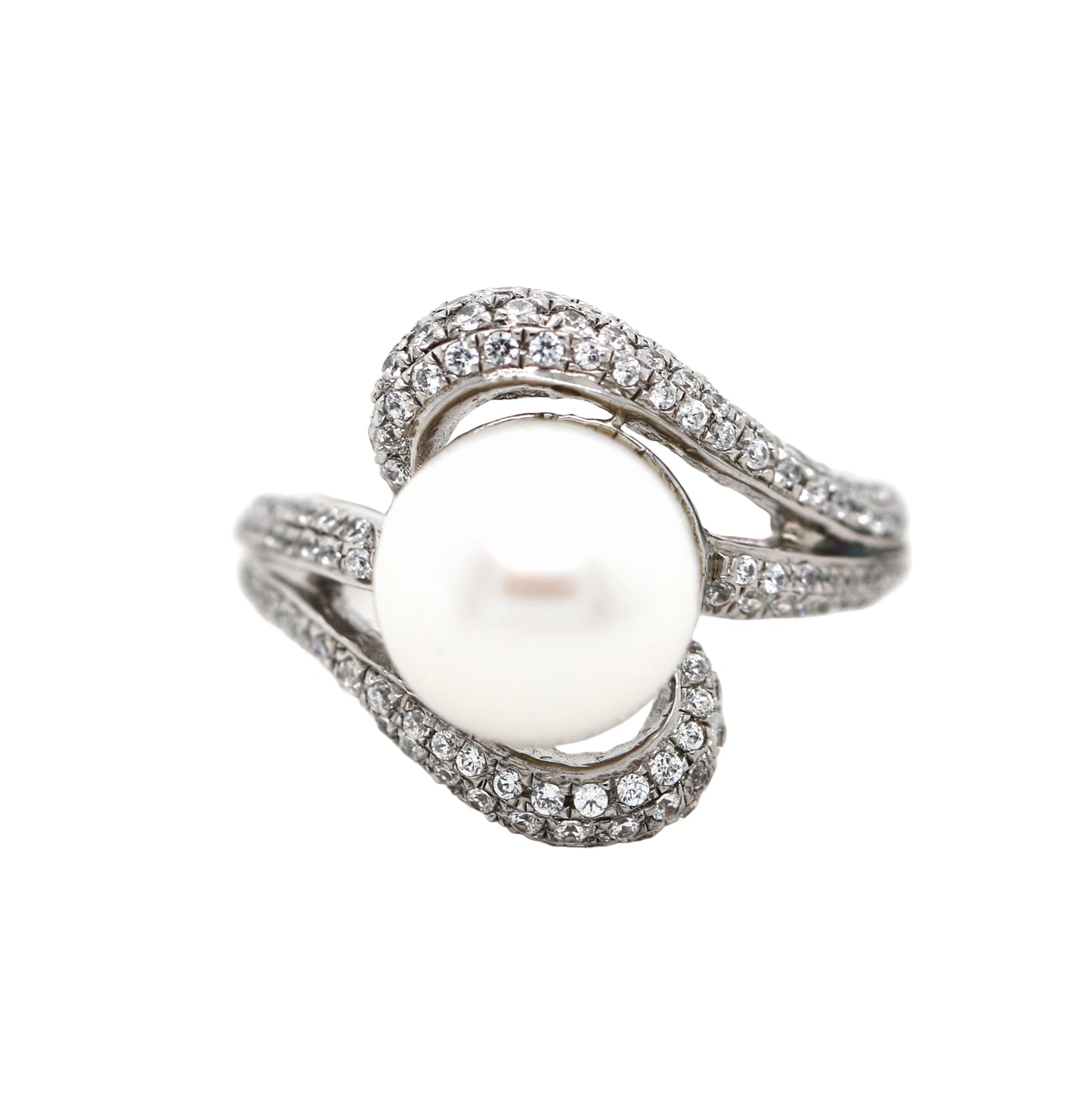 925 SS Pearl / White Topaz Ring