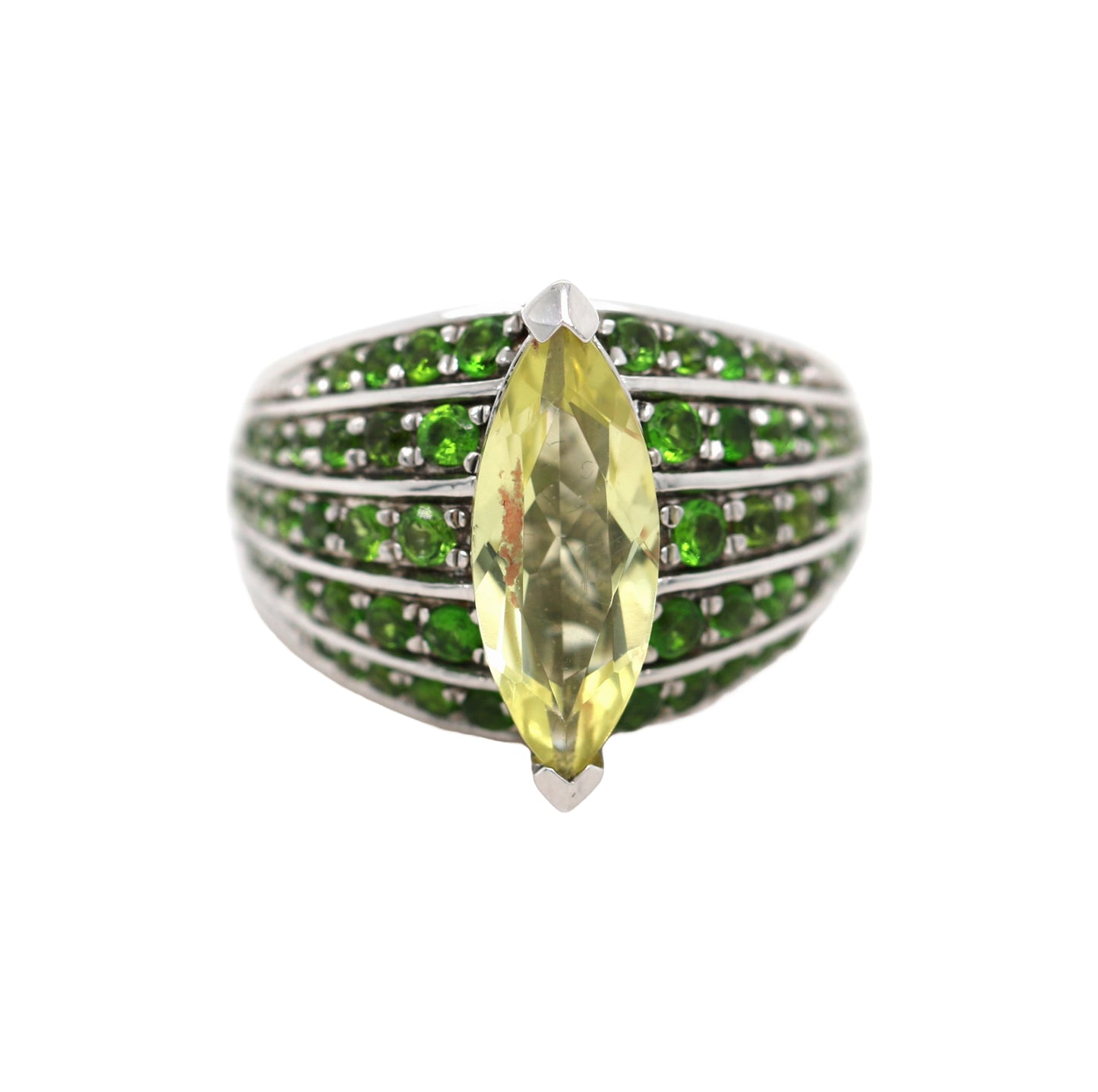 925 Chrome Diopside /Lemon Quartz Ring