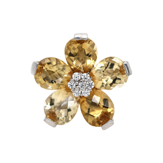 925 Sterling Silver Citrine / White Topaz Ring