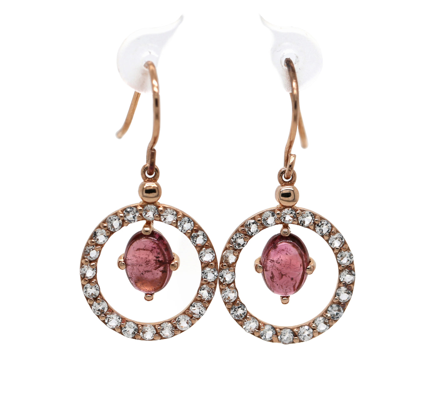 925 Rose Vermeil Pink Tourmaline / White Topaz Earring