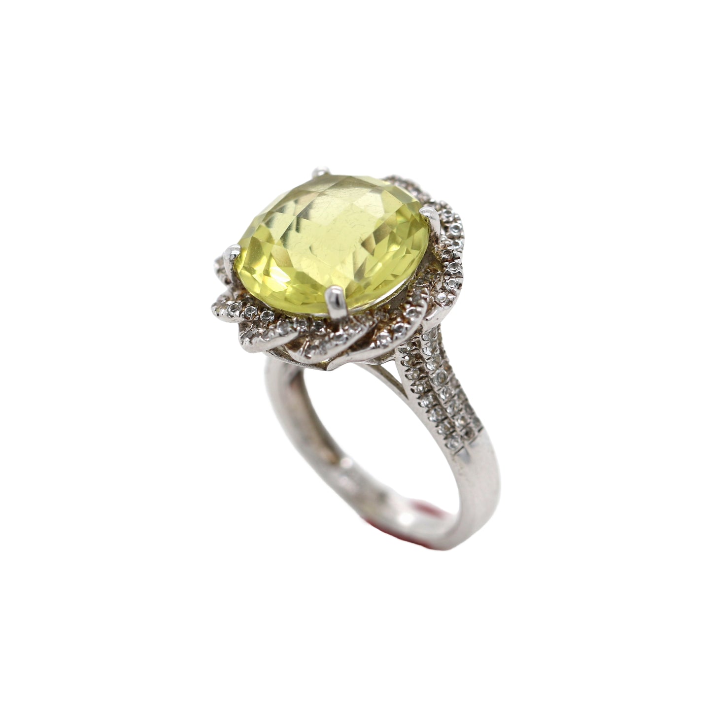 lemon Quartz / White Topaz / 925 Silver Ring