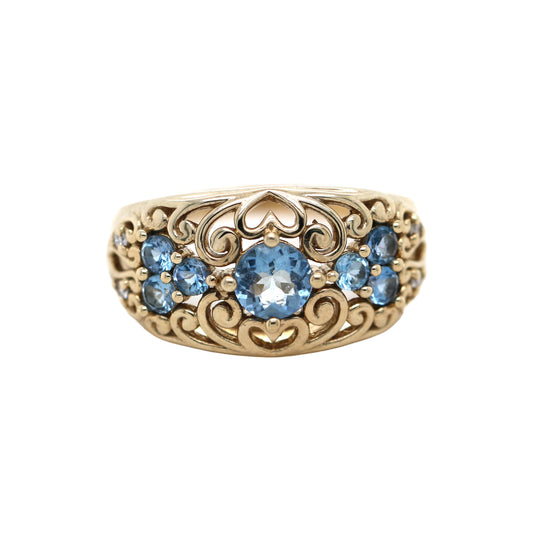 Santa Maria AQ / Yellow Gold Pated 925 Ring