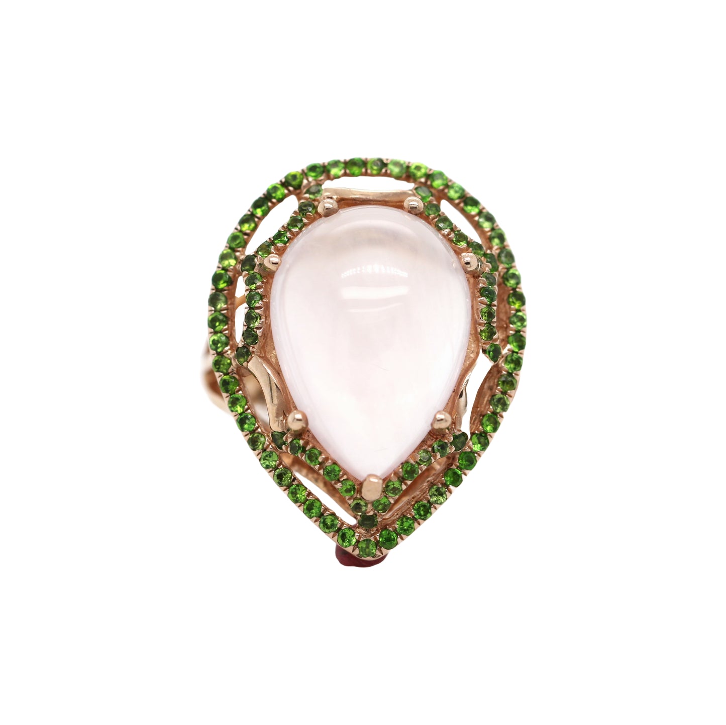 Rose Quartz/ Chrome Diopside Ring