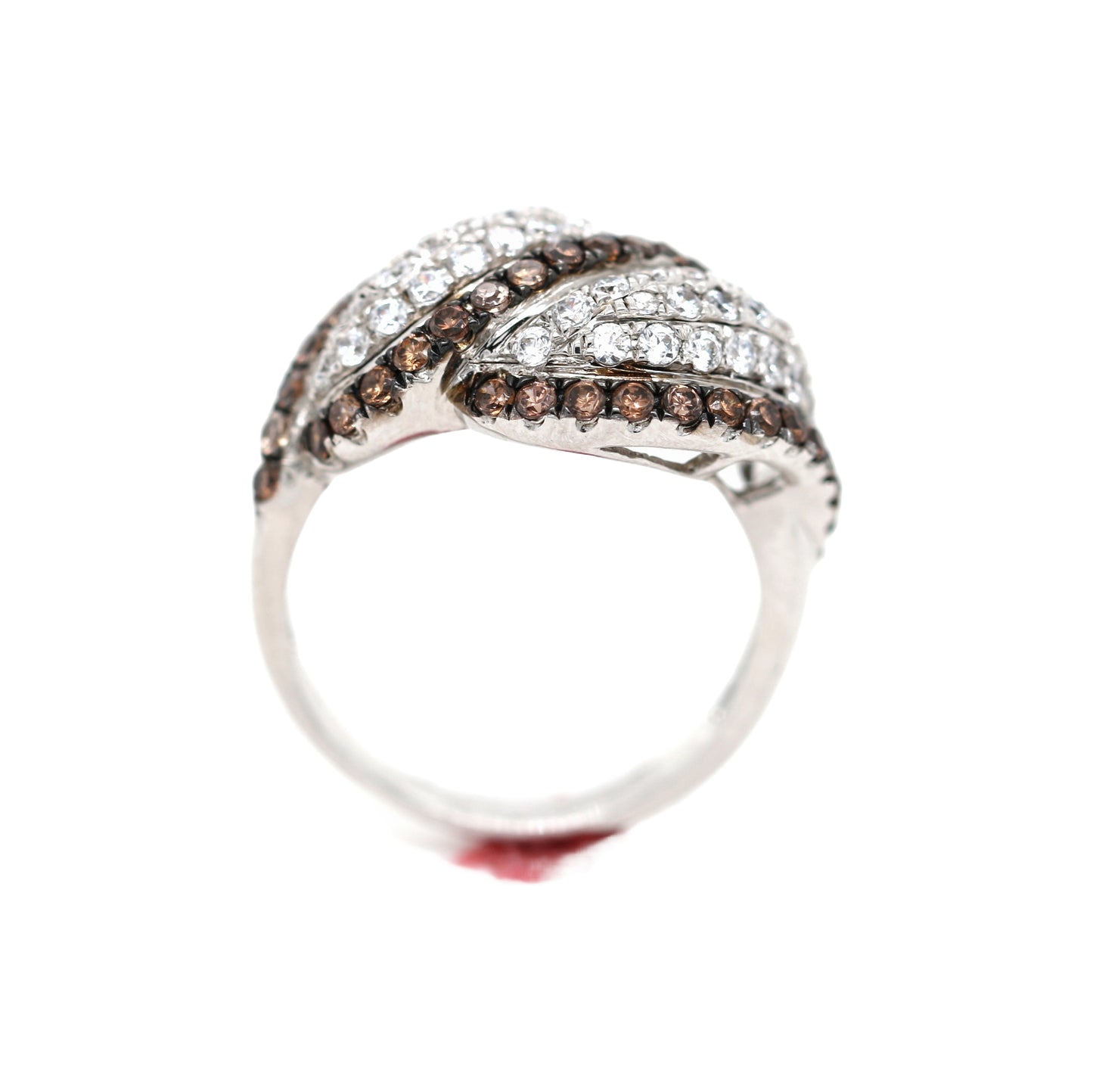 925 Brown Cubic Zirconia / White Topaz Ring