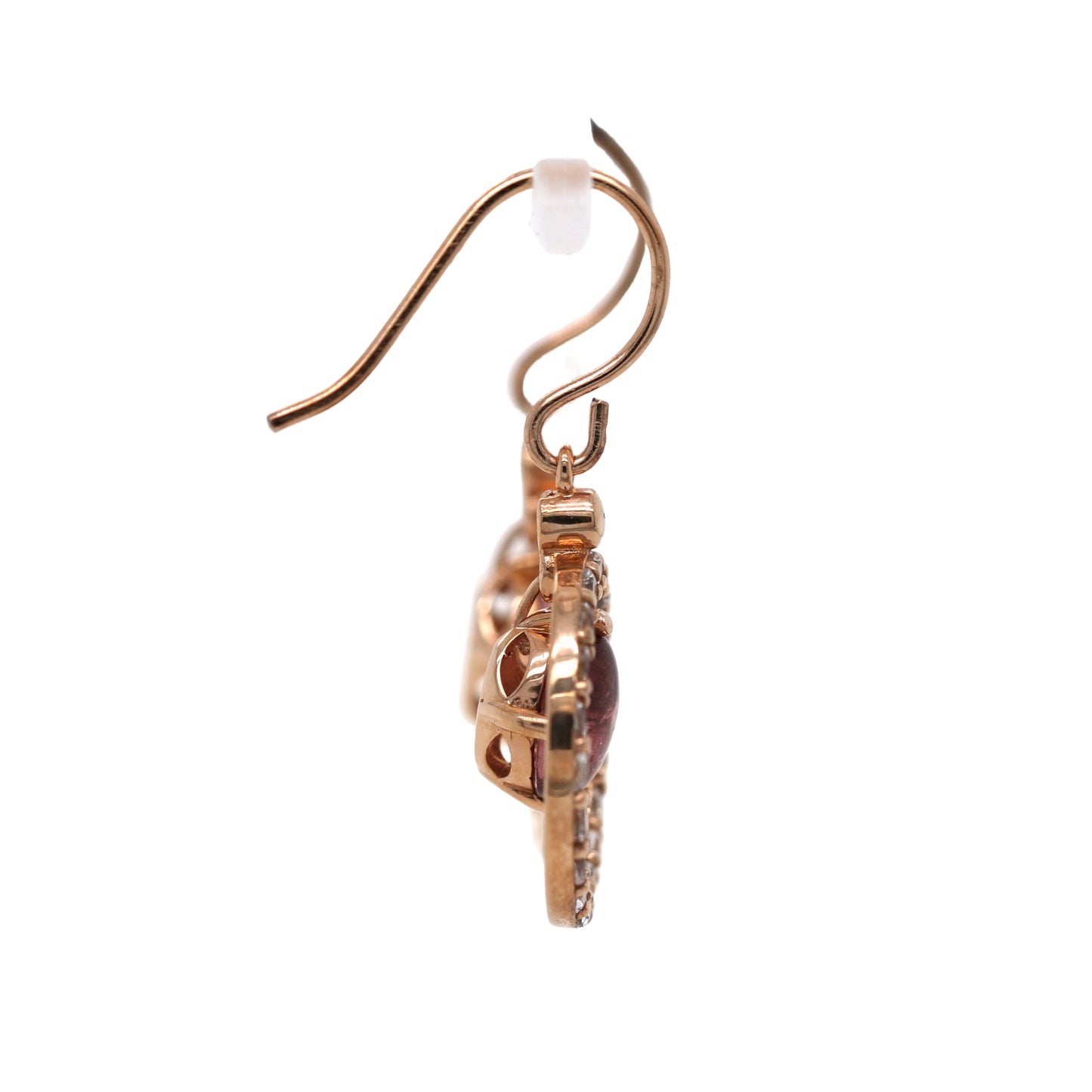 925 Rose Vermeil Pink Tourmaline / White Topaz Earring