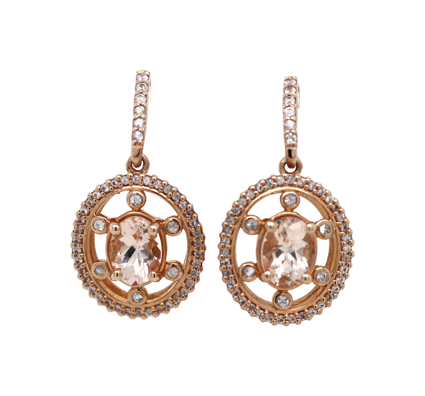 Rose Gold Plated Morganite / Sapphire Stud Earring