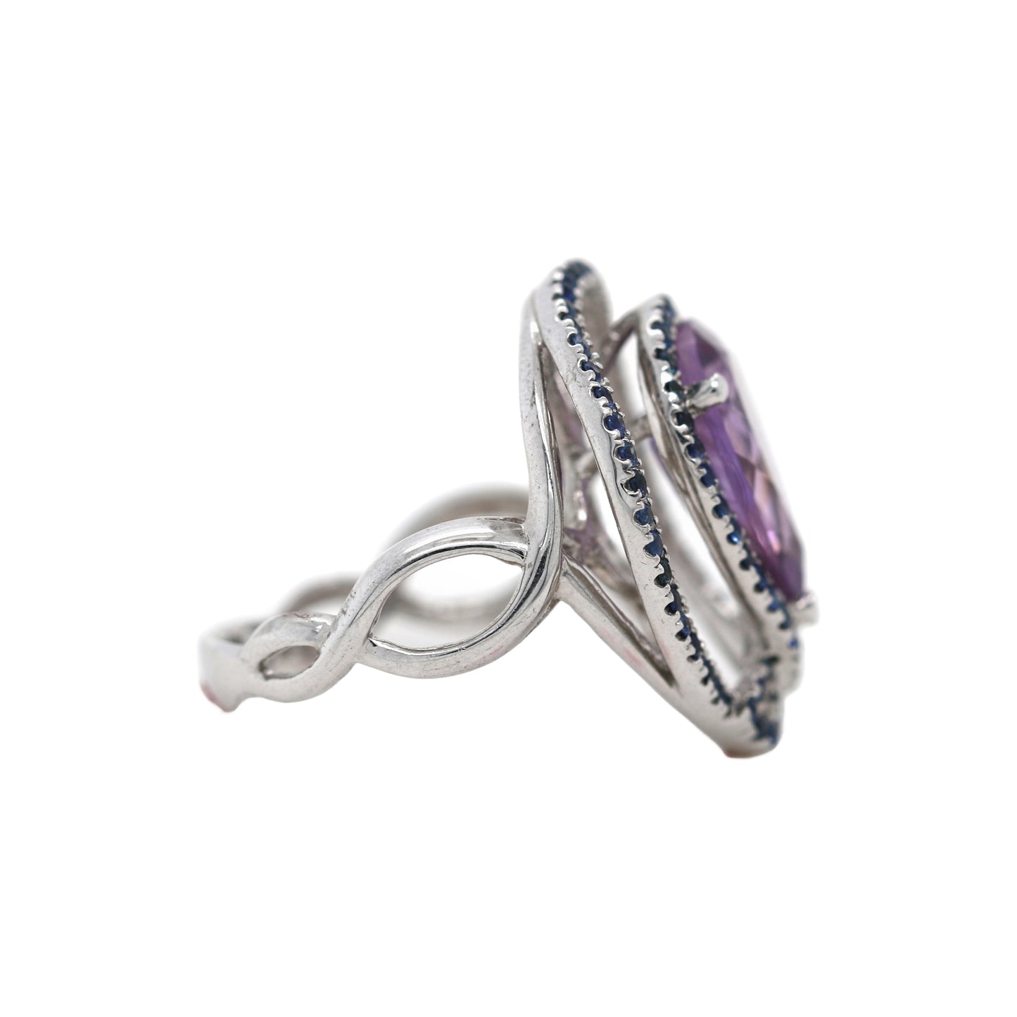 Amethyst/ Sapphire / 925 Silver Ring