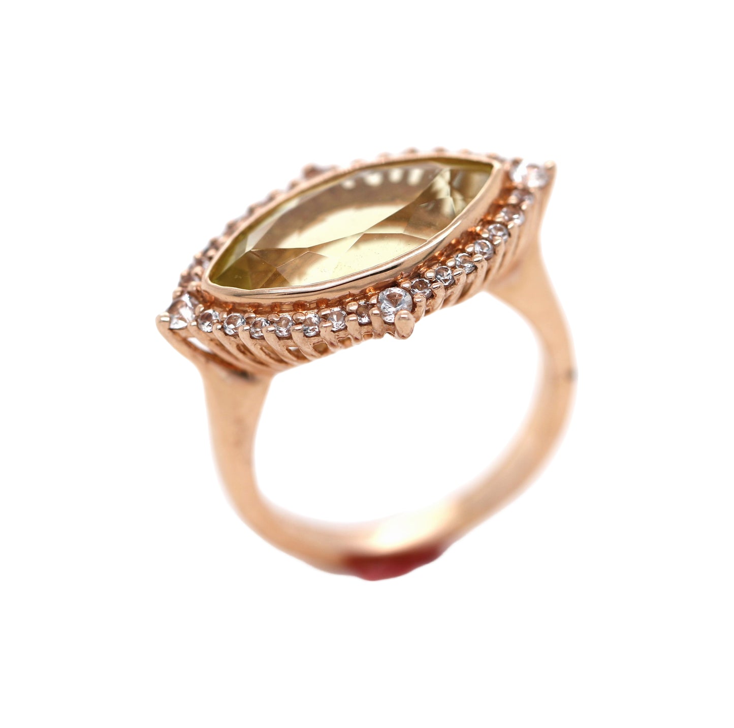 925 Rose Vermeil / Lemon Quartz / White Topaz Ring