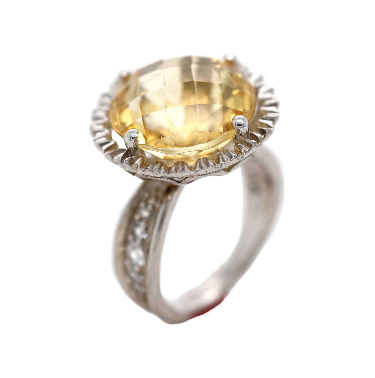 925 Citrine / White Topaz Ring ( 11.92 cts)