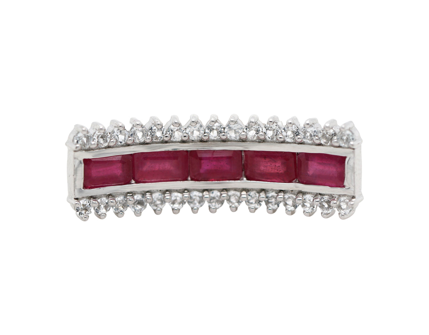 925 Glass Filled Ruby White Topaz Ring