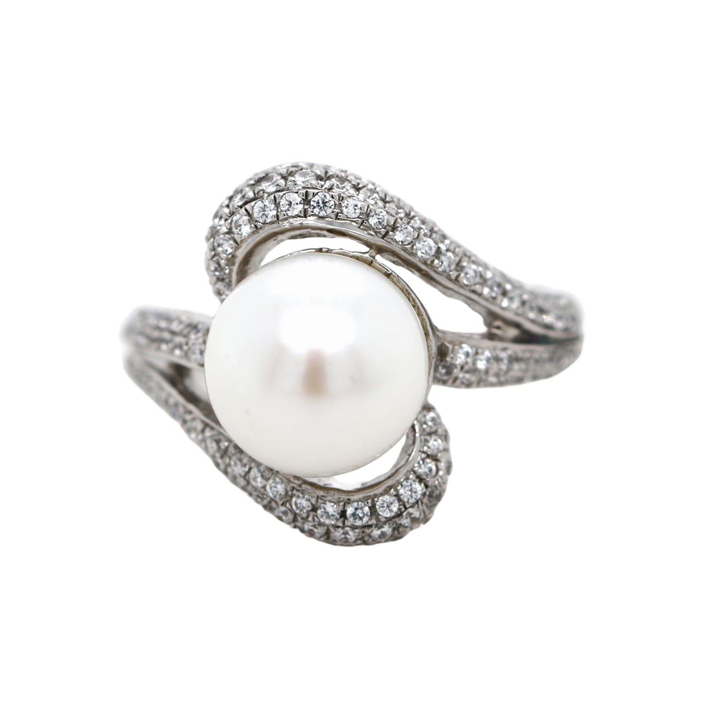 925 SS Pearl / White Topaz Ring