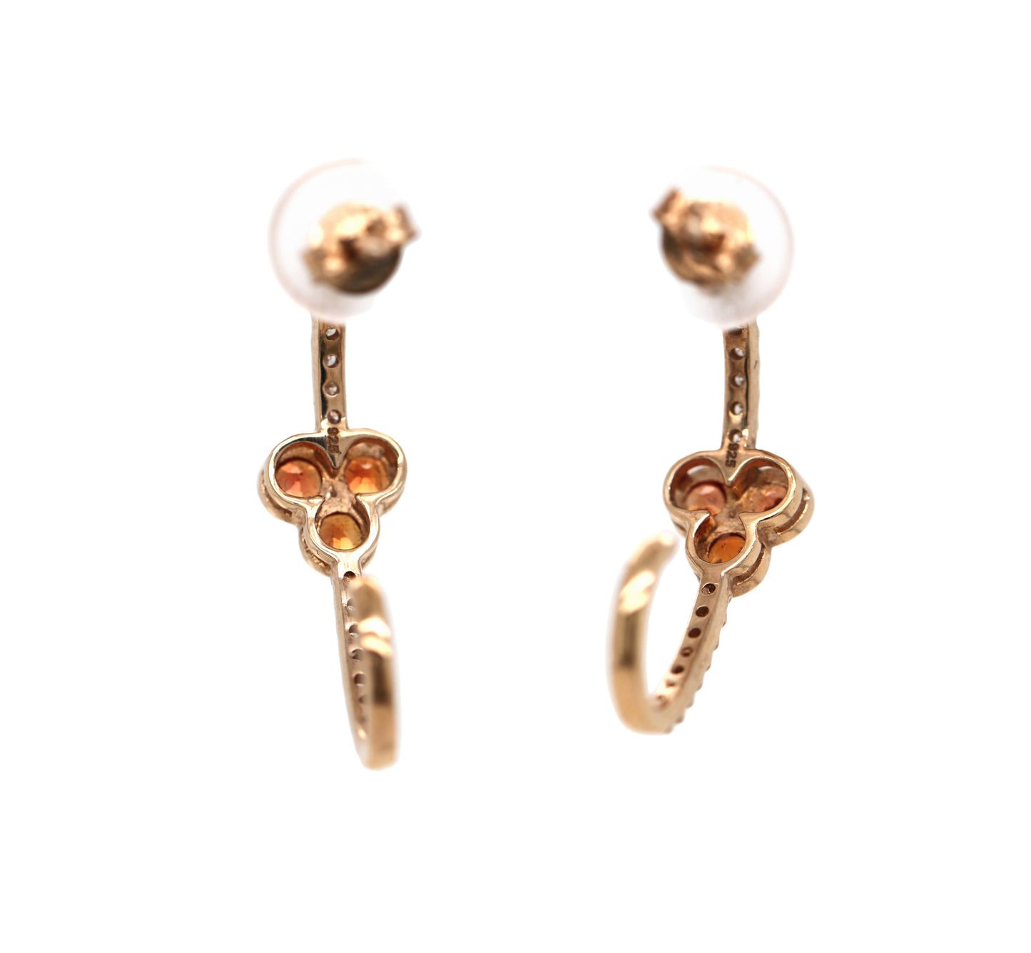 Red Sapphire/ Diamond with Rose Gold Plated Earring