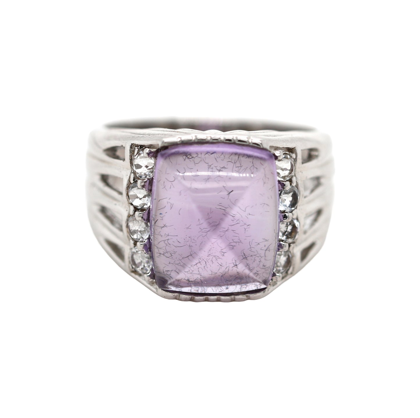 925 sterling Silver / Amethyst / White Topaz Ring