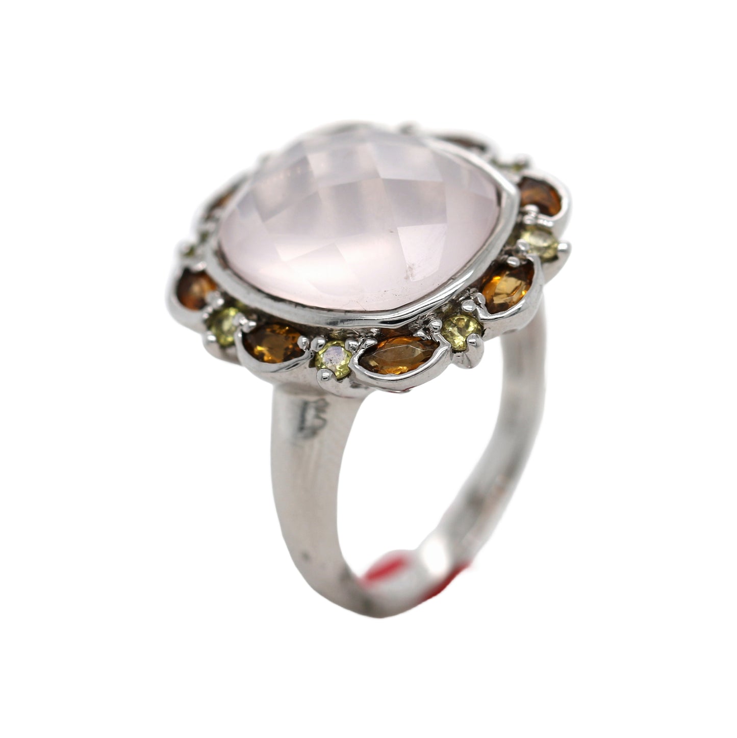 Rose Quartz/ Tourmaline / Citrine Silver Ring