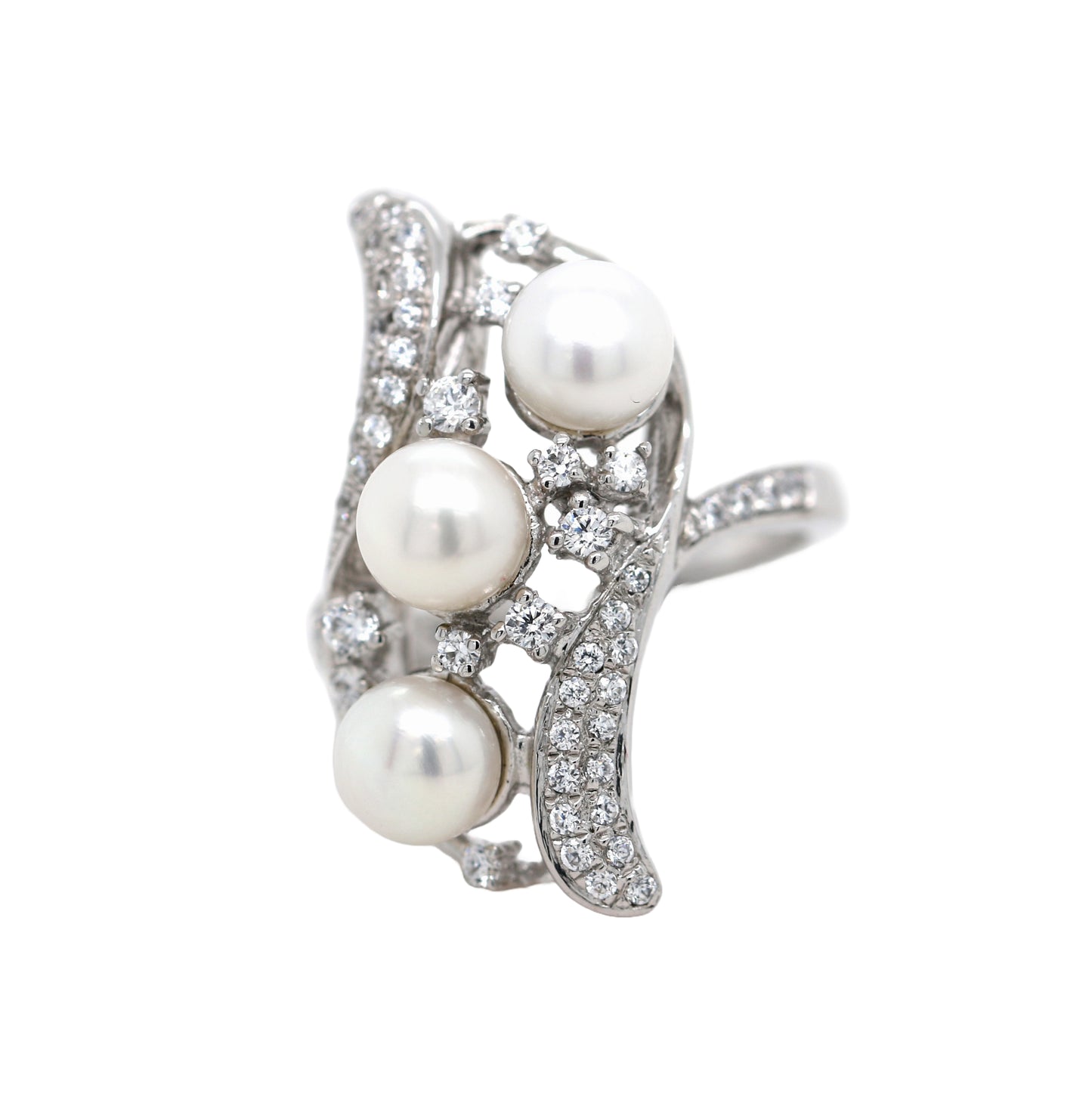 Perfect Pearl / White Topaz Ring