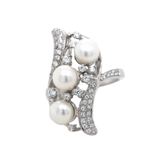 Perfect Pearl / White Topaz Ring