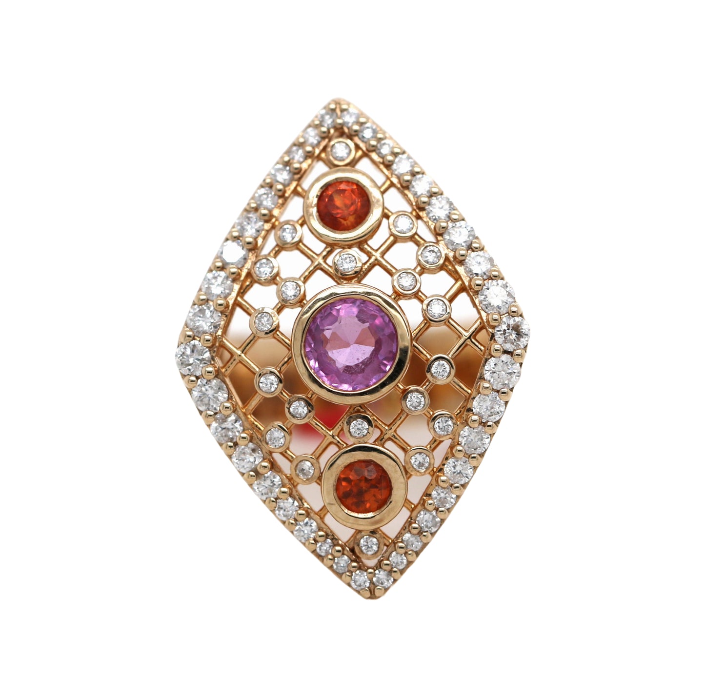 Orange / Pink Sapphire / Diamond Ring