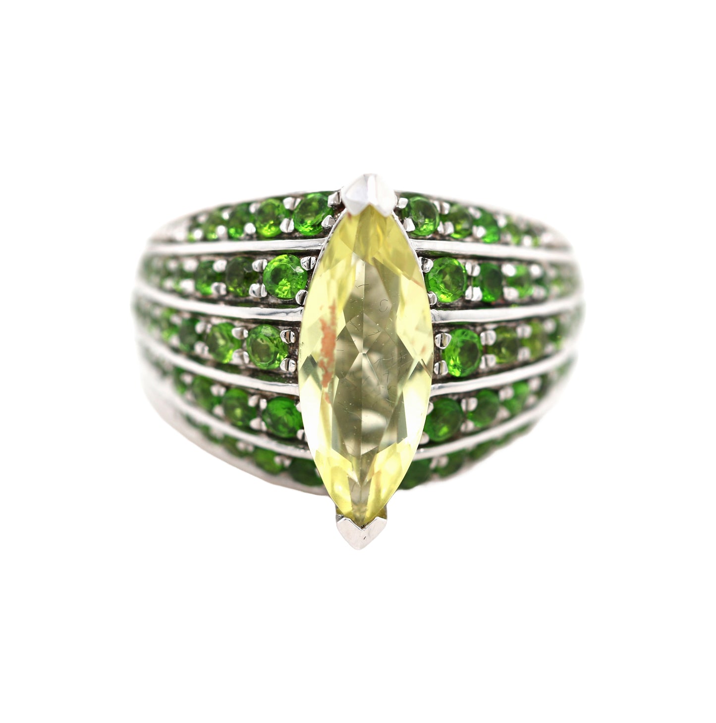925 Chrome Diopside /Lemon Quartz Ring