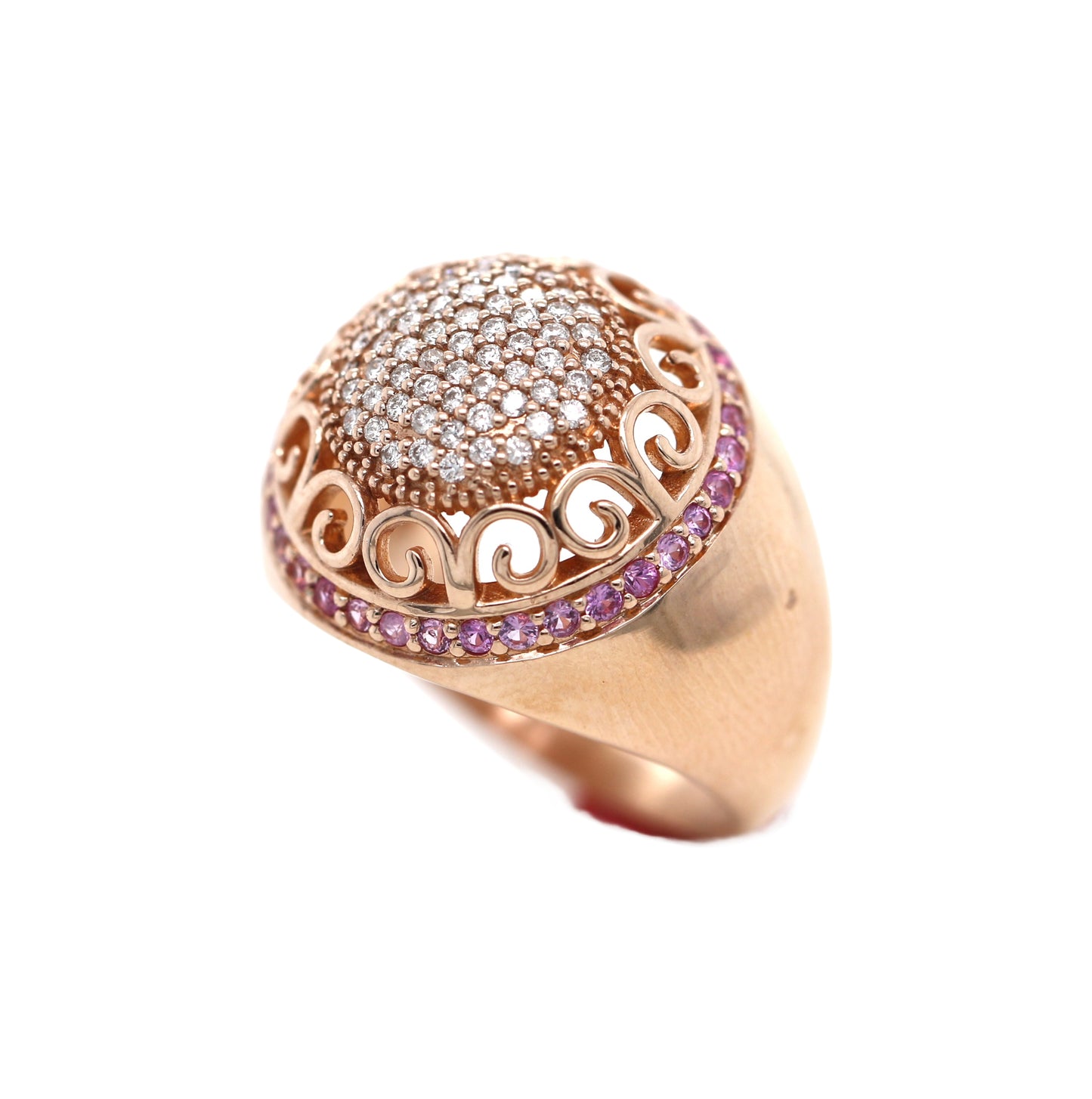 Pink Sapphire / Diamond / 925 Rose Gold Plated Ring