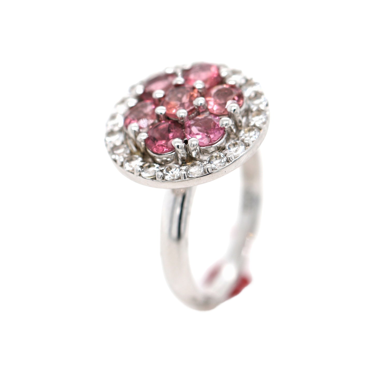 925 Pink Tourmaline / White Topaz Ring