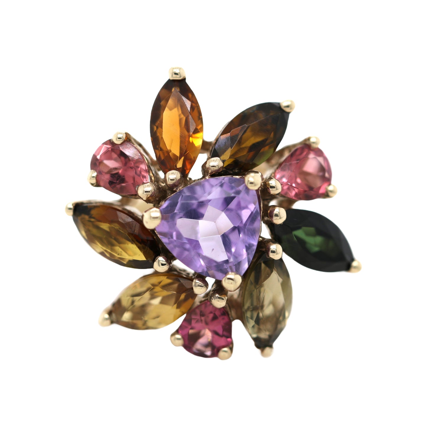 Tourmaline / Amethyst Plated in Yellow Gold Ring