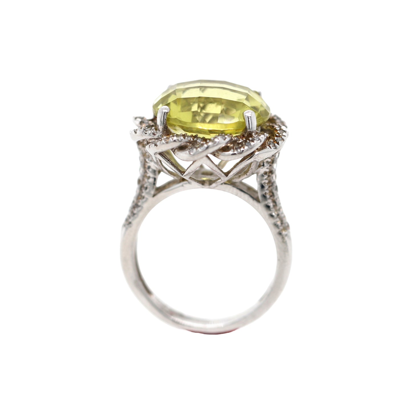lemon Quartz / White Topaz / 925 Silver Ring