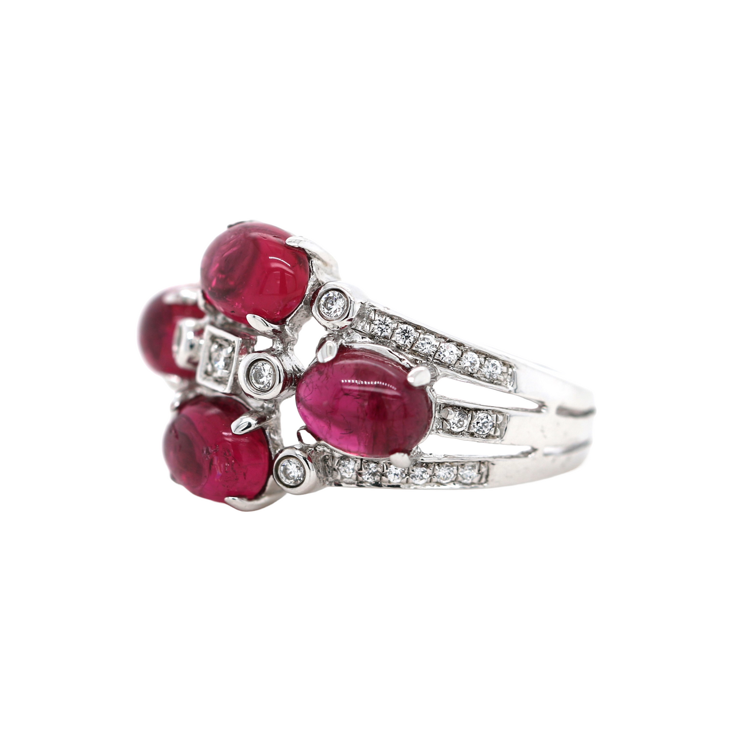 925 Silver /Tourmaline / White Topaz Ring