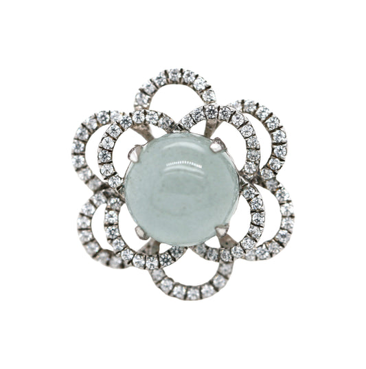 925 Sterling Silver / Moonstone / White Topaz Ring