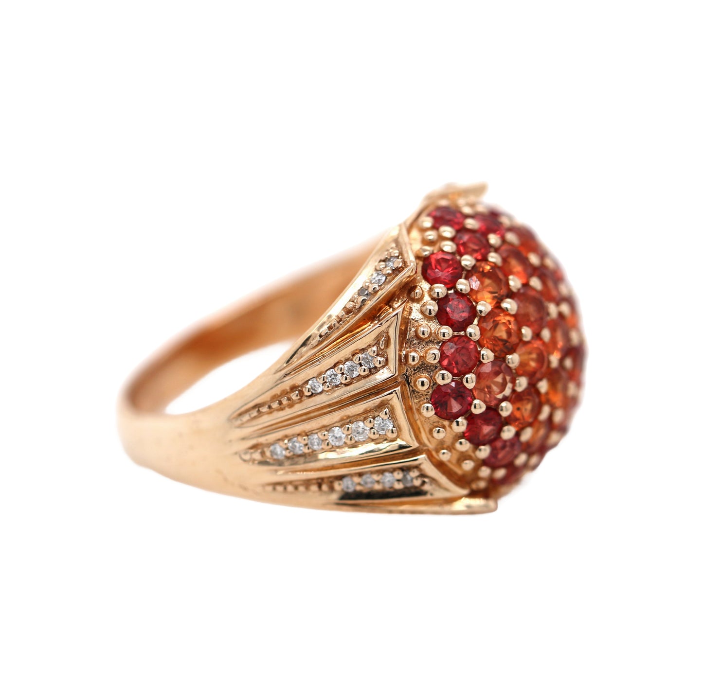 RED SAPPHIRE / DIAMOND / ROSE GOLD PLATED 925 RING