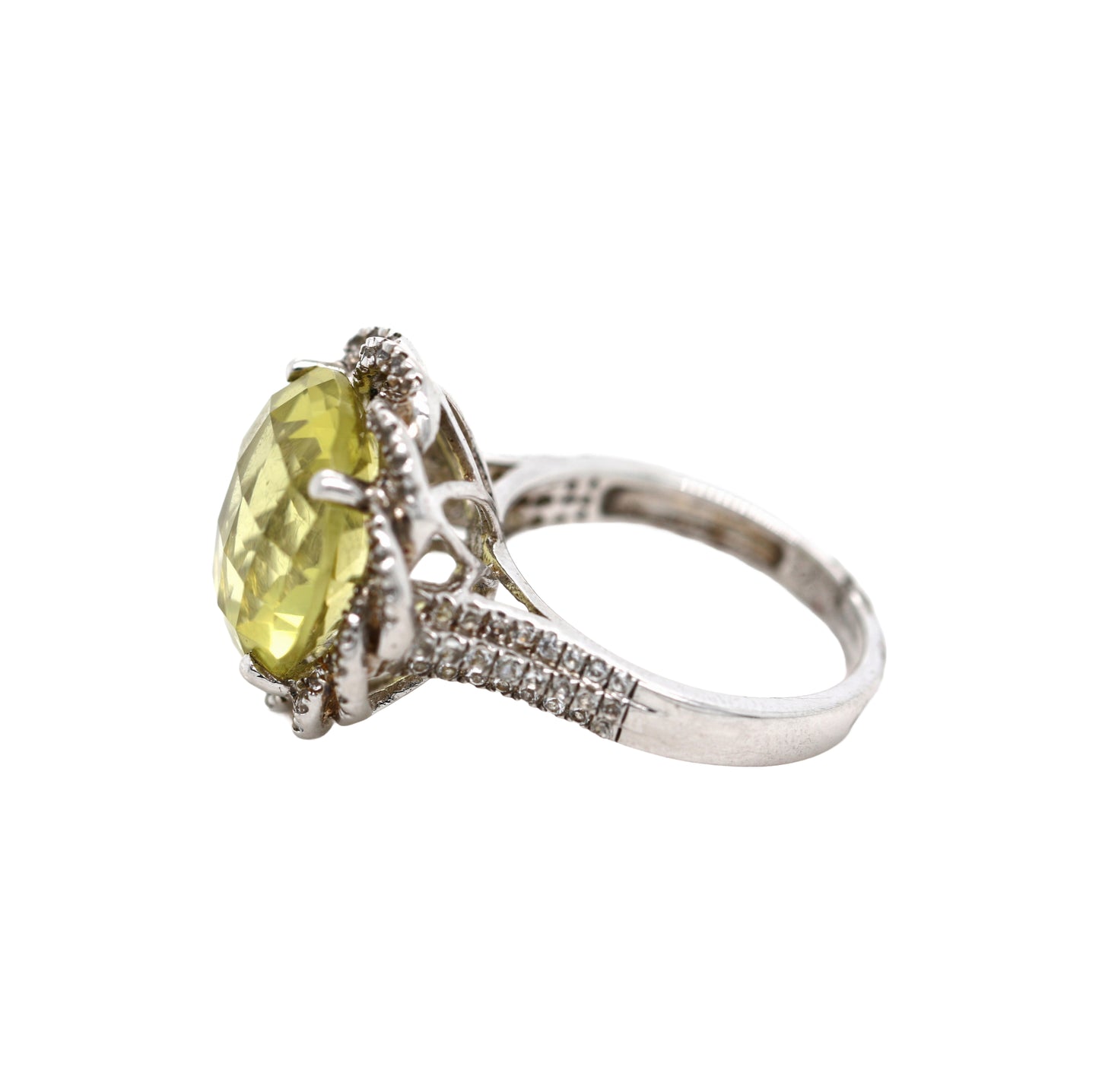 lemon Quartz / White Topaz / 925 Silver Ring