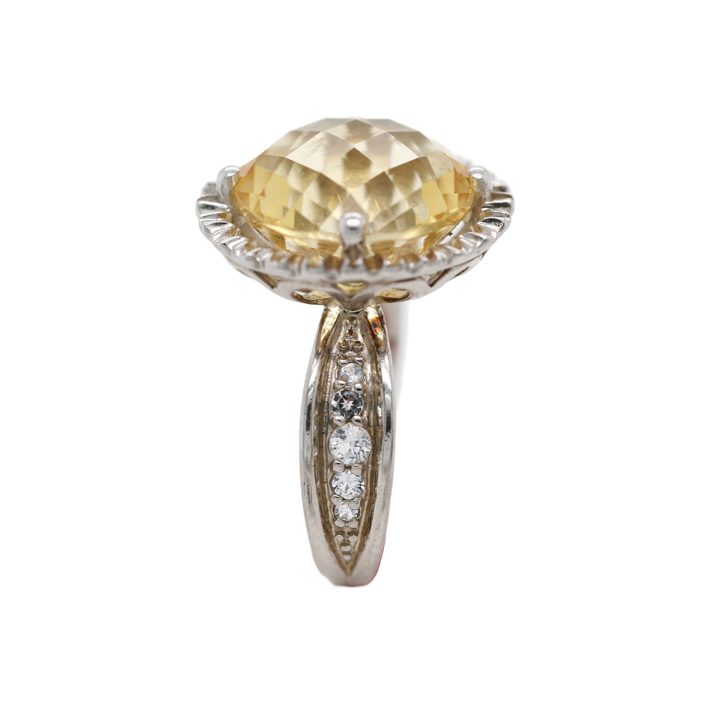 925 Citrine / White Topaz Ring ( 11.92 cts)