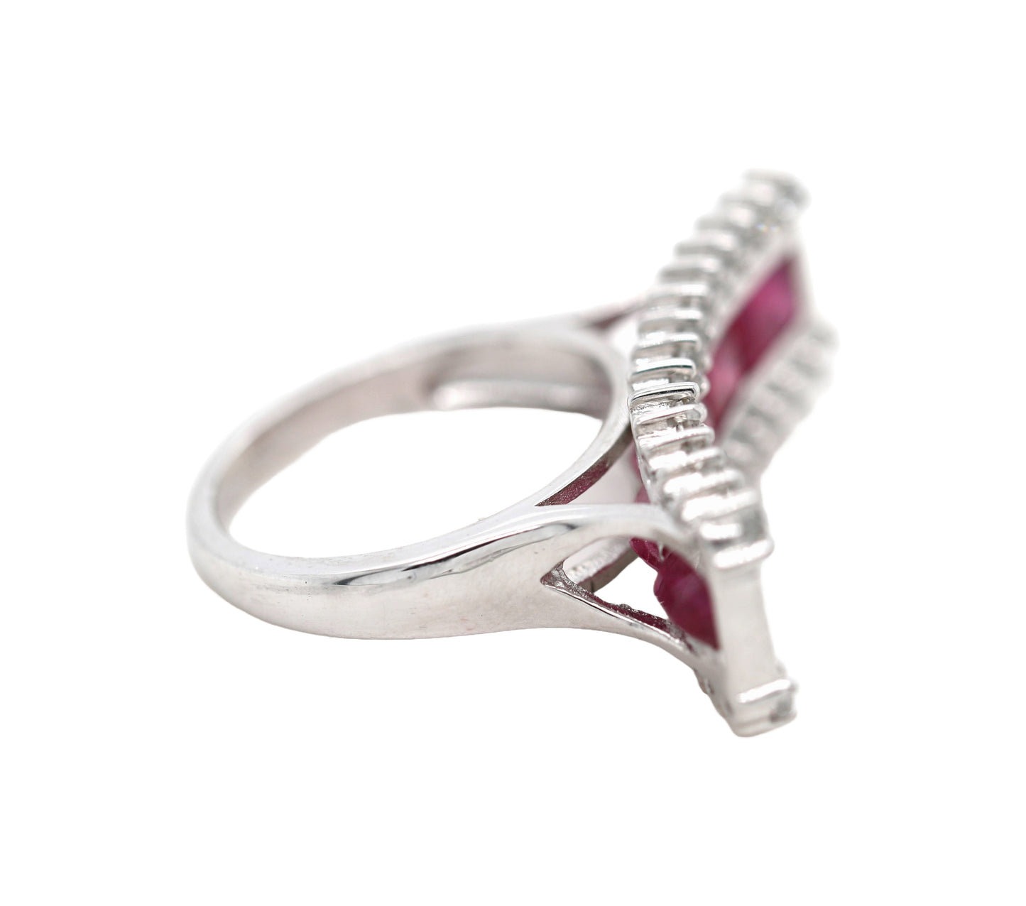 925 Glass Filled Ruby White Topaz Ring