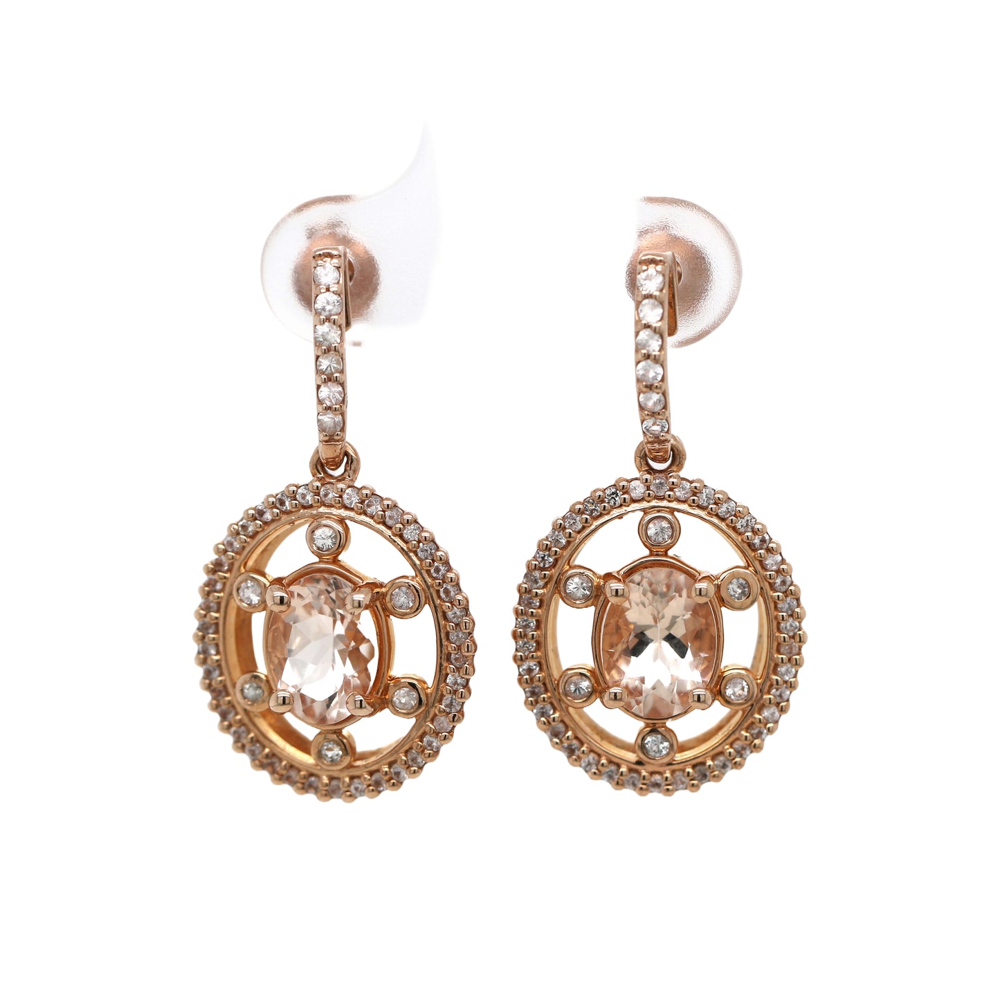 Rose Gold Plated Morganite / Sapphire Stud Earring