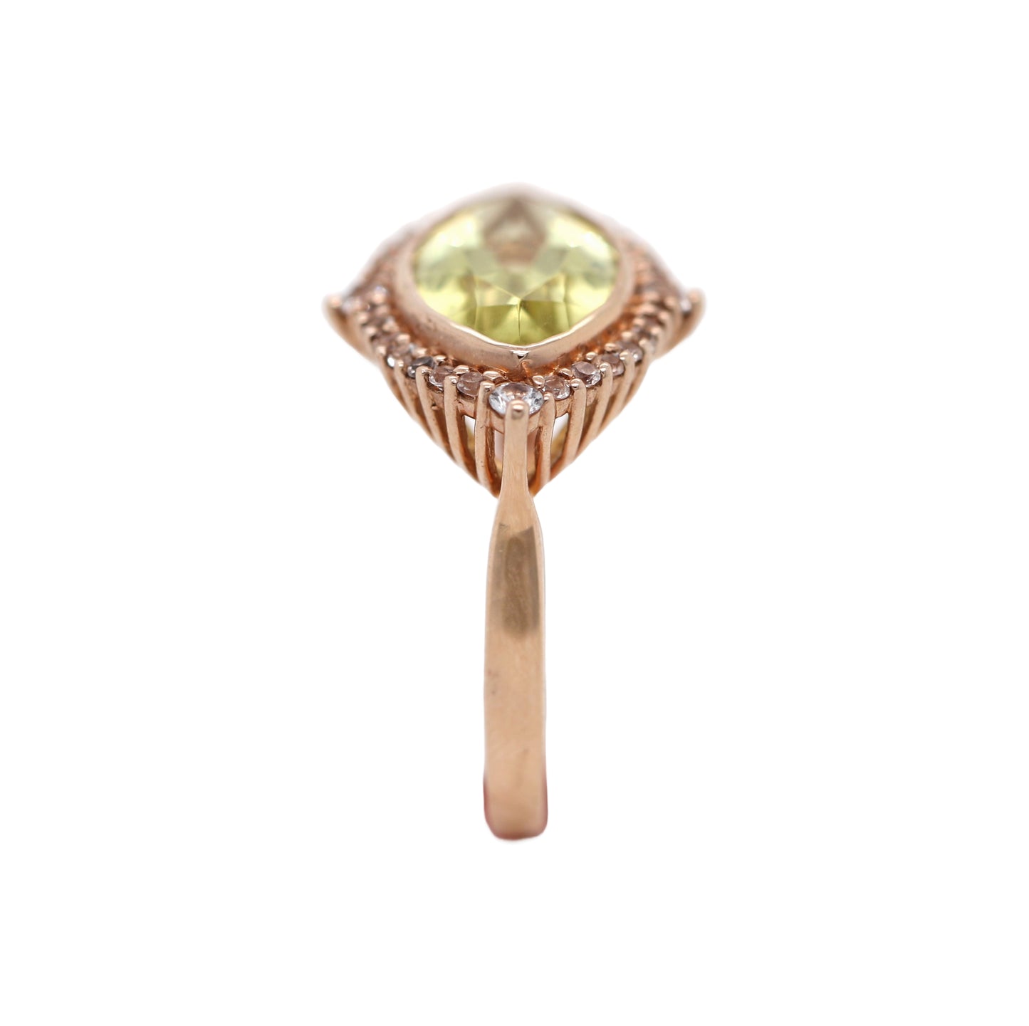 925 Rose Vermeil / Lemon Quartz / White Topaz Ring