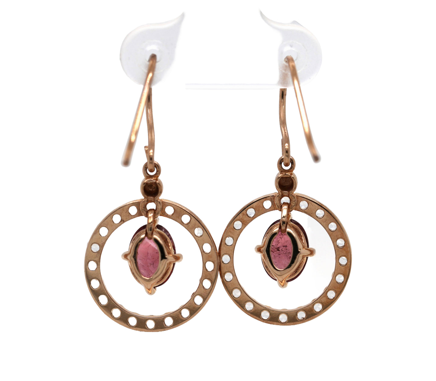 925 Rose Vermeil Pink Tourmaline / White Topaz Earring