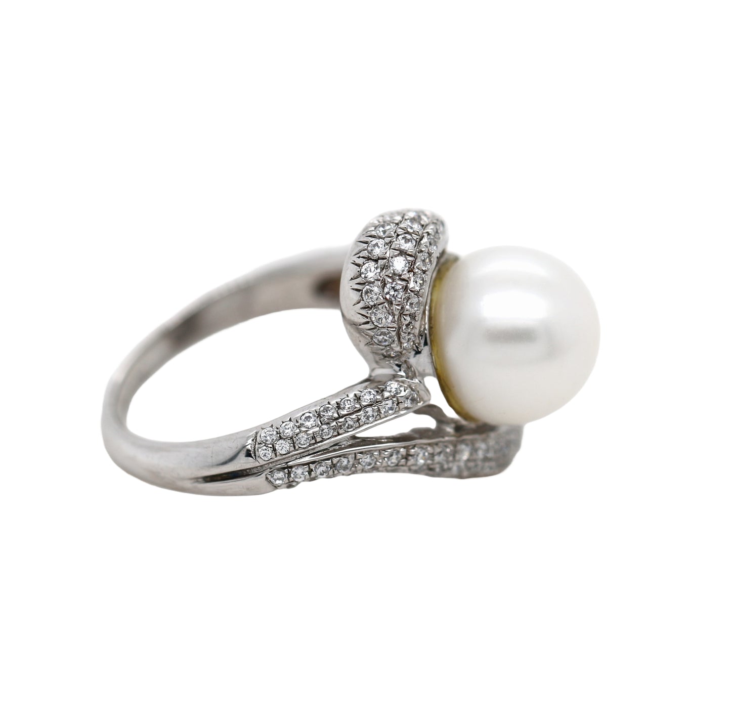925 SS Pearl / White Topaz Ring