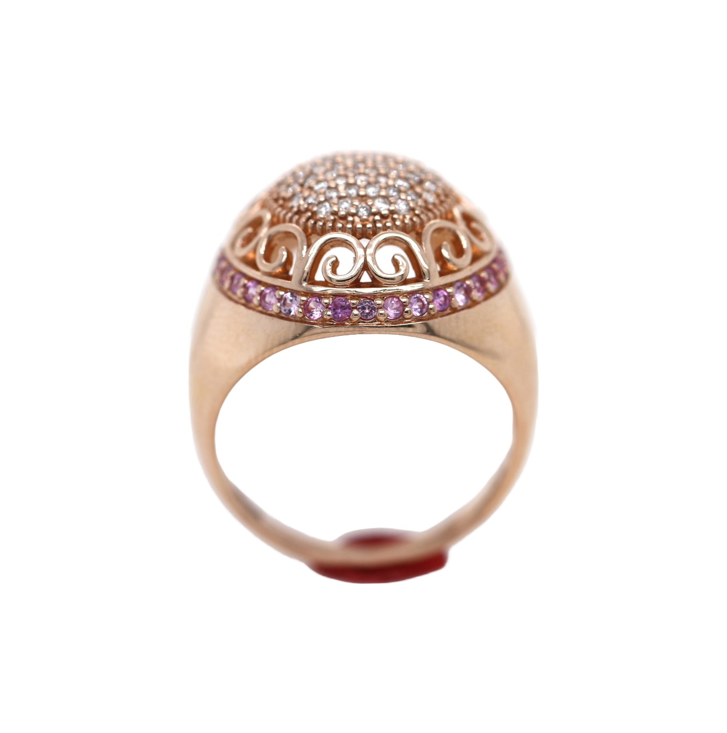 Pink Sapphire / Diamond / 925 Rose Gold Plated Ring