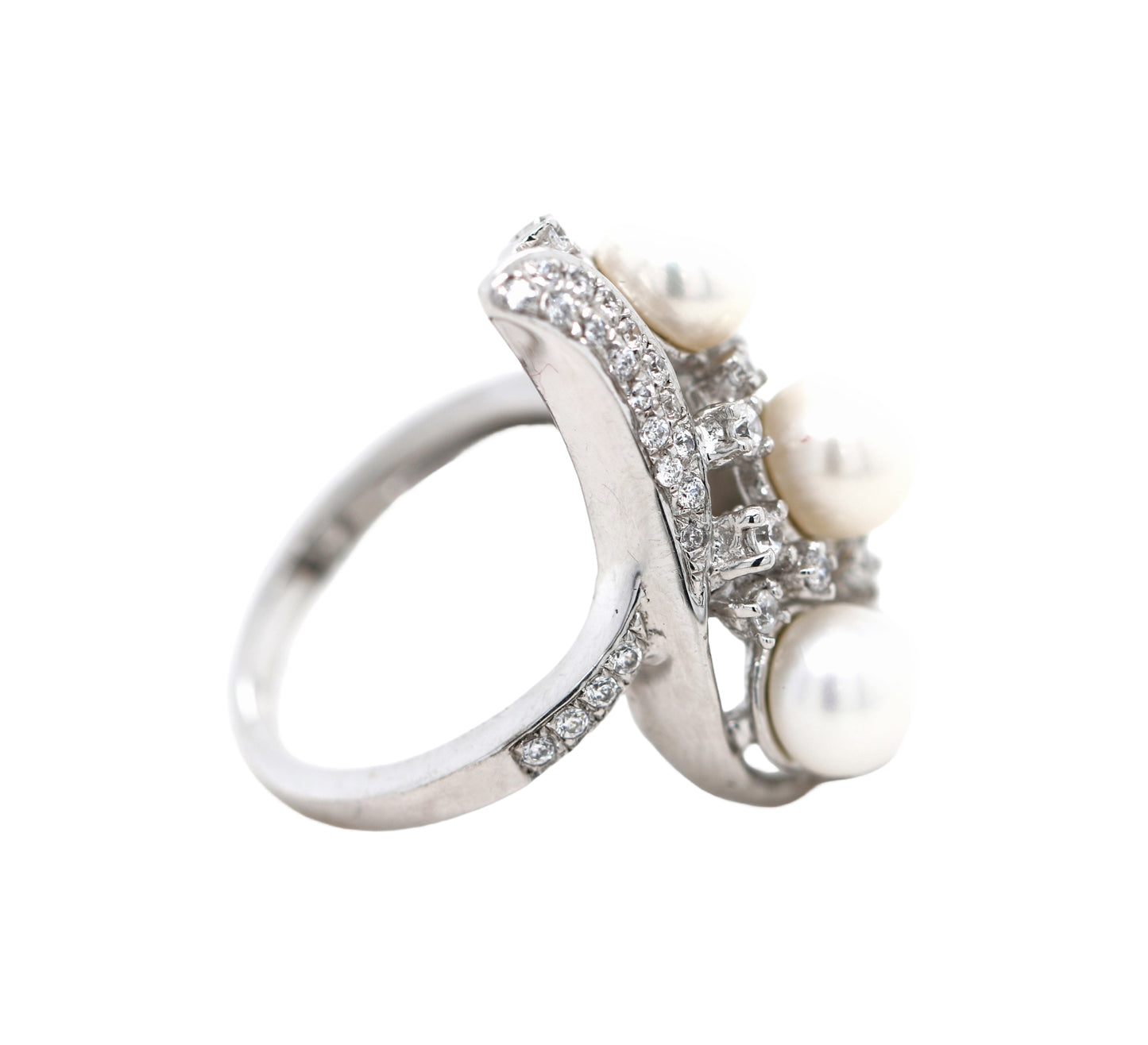 Perfect Pearl / White Topaz Ring