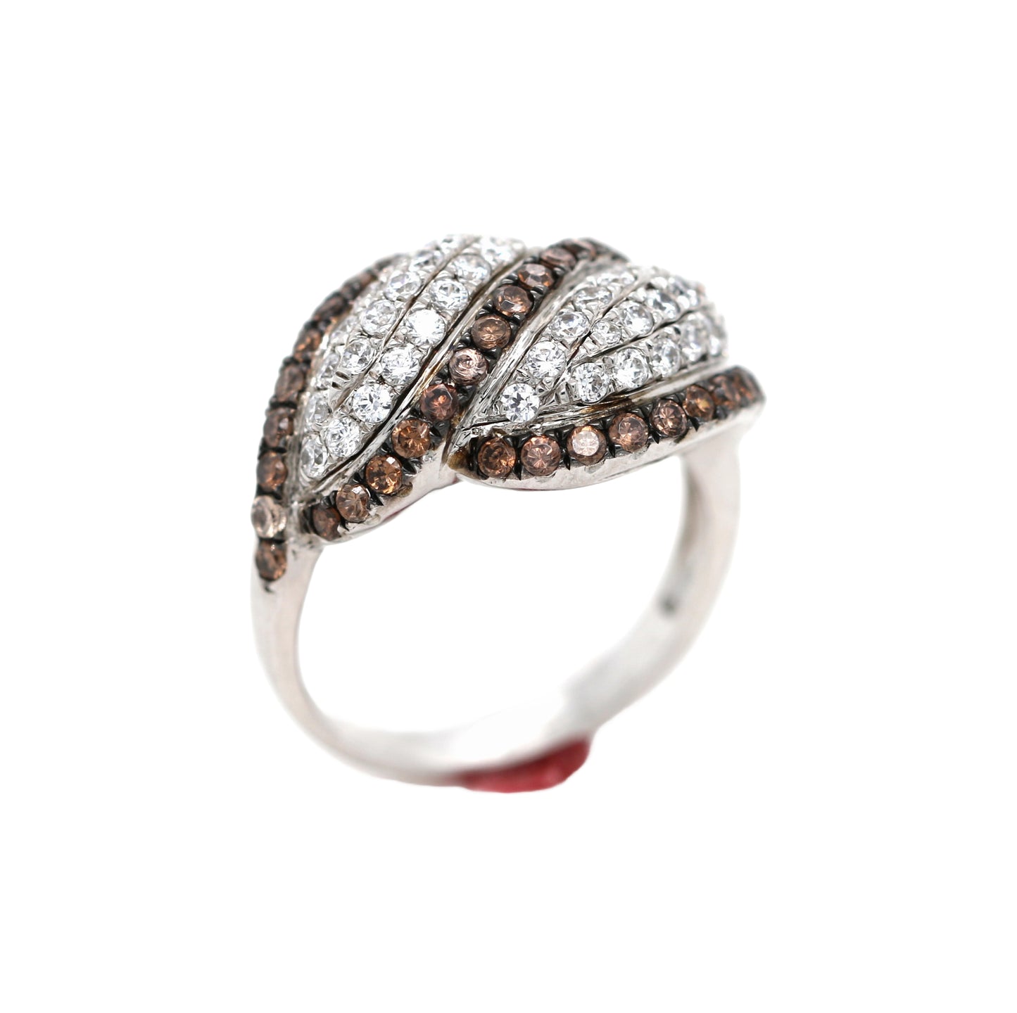 925 Brown Cubic Zirconia / White Topaz Ring