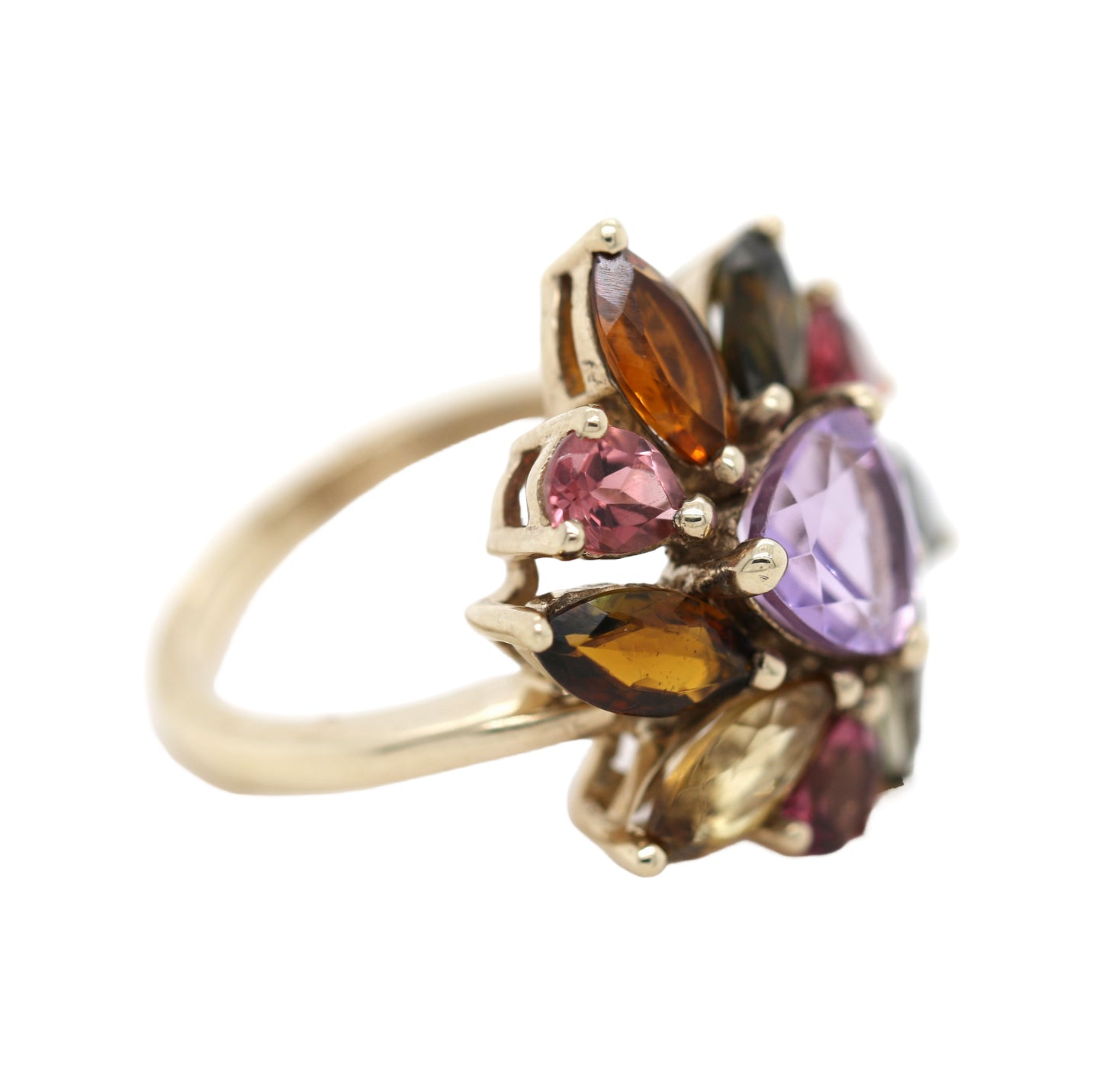 Tourmaline / Amethyst Plated in Yellow Gold Ring