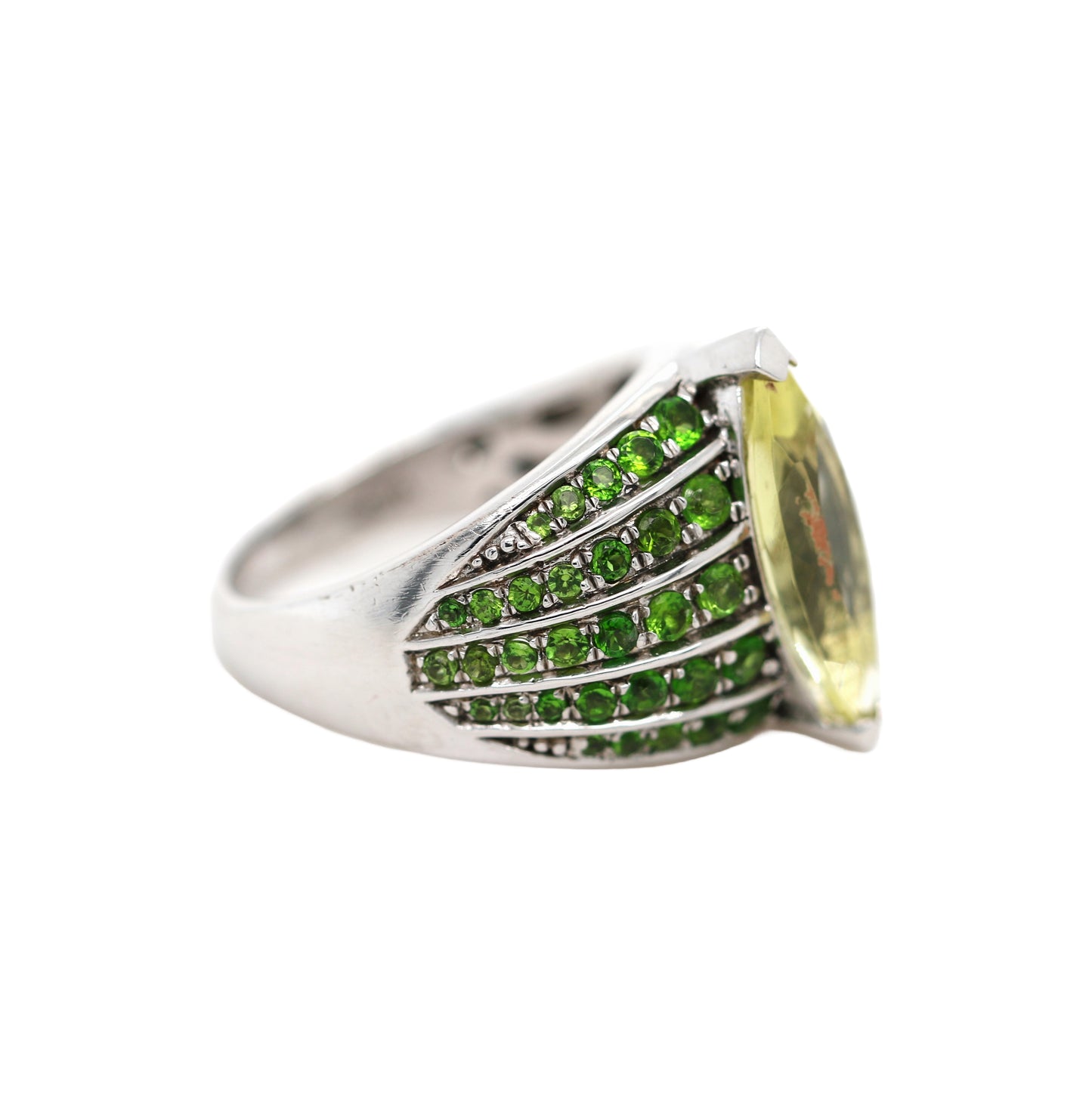 925 Chrome Diopside /Lemon Quartz Ring