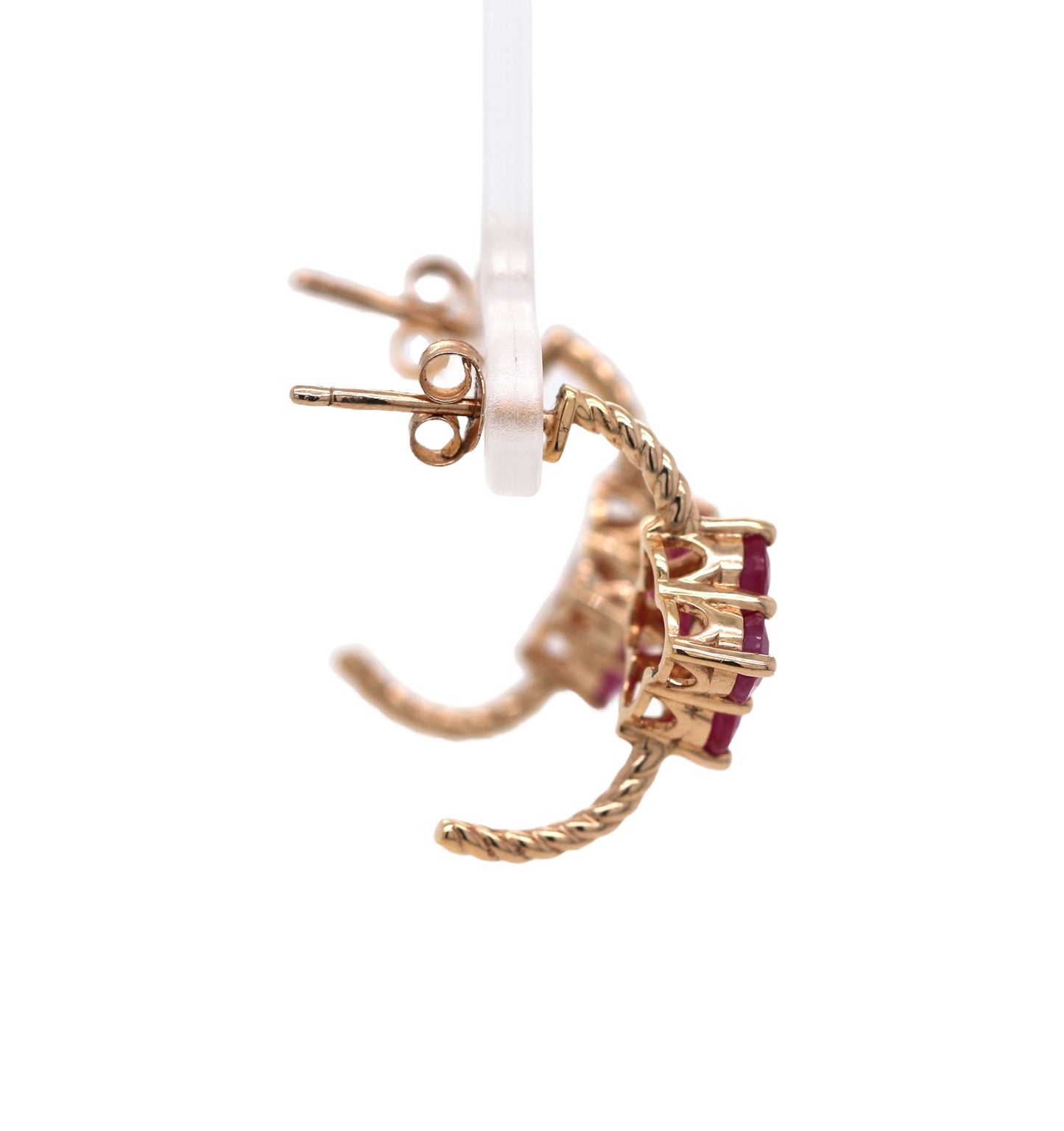 Burma Ruby / Diamond Earring