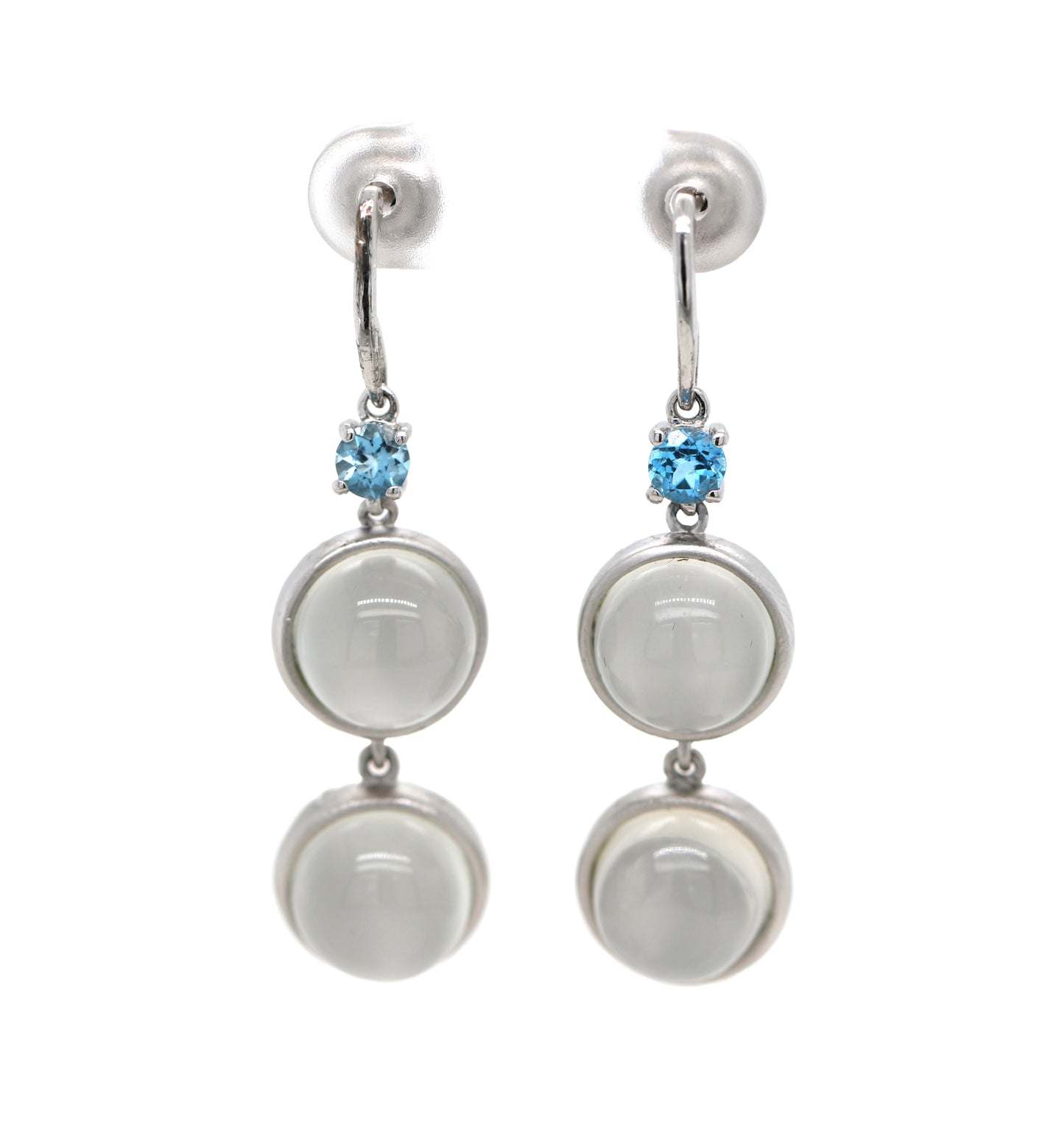925 Moonstone / Blue Topaz Earring
