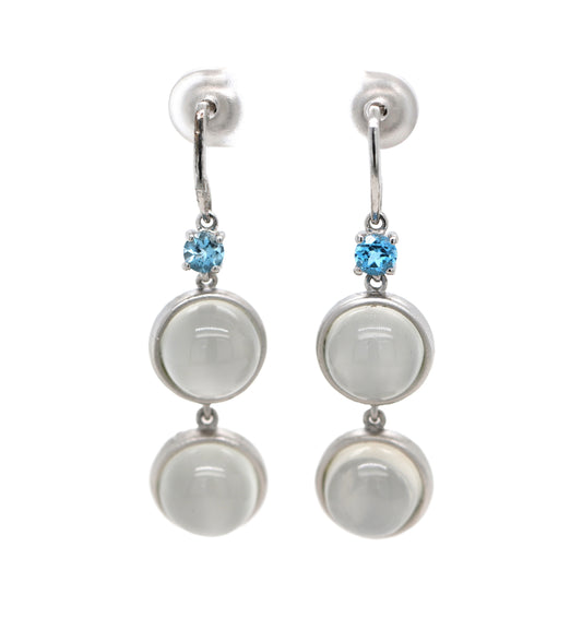 925 Moonstone / Blue Topaz Earring