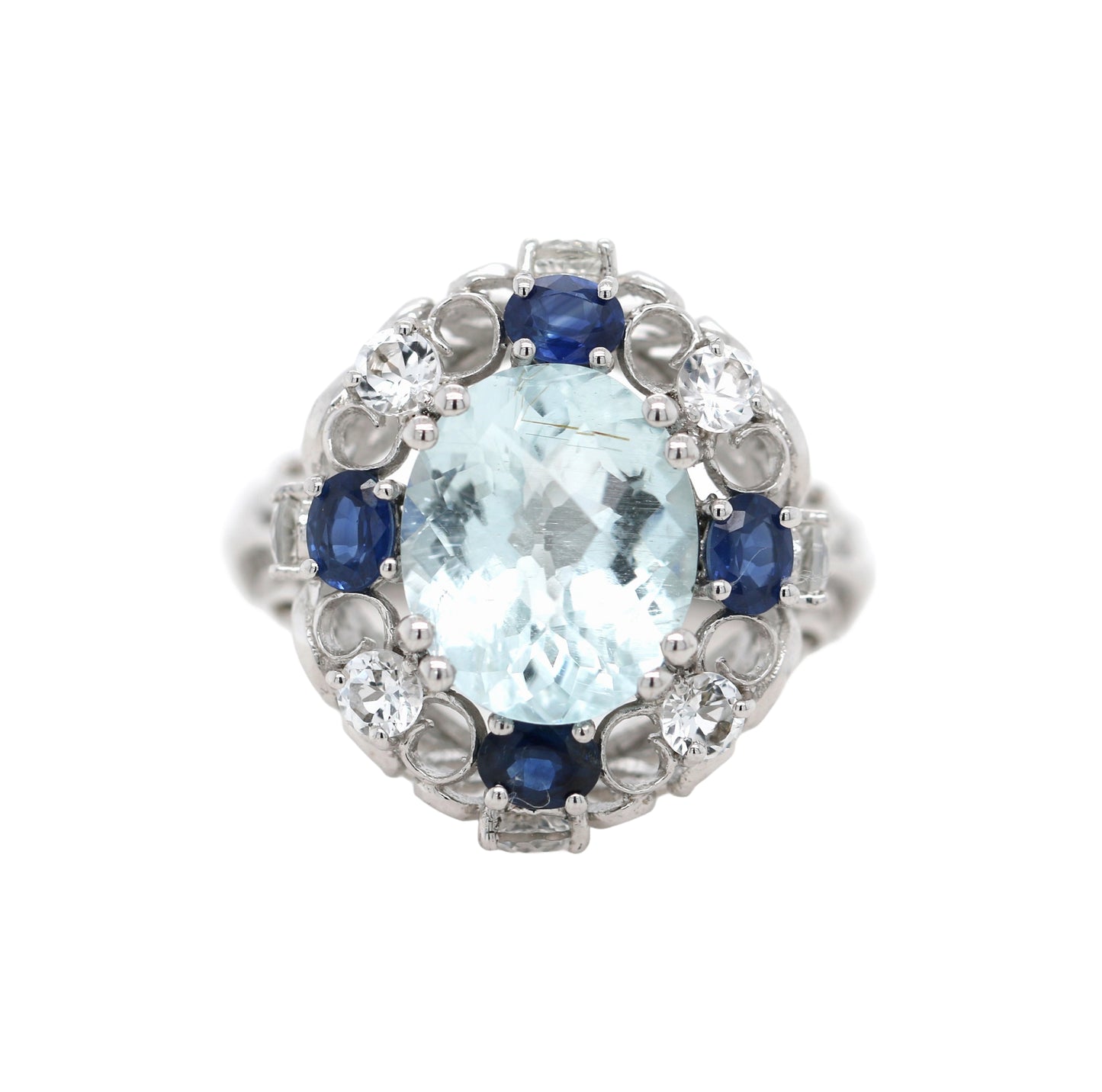 Aquamarine/ Blue Sapphire/ White Topaz Ring