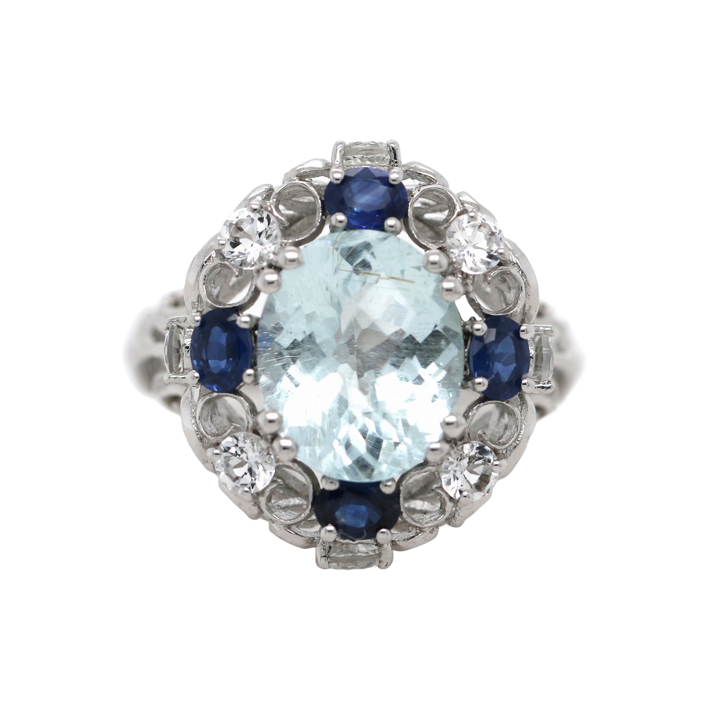 Aquamarine/ Blue Sapphire/ White Topaz Ring