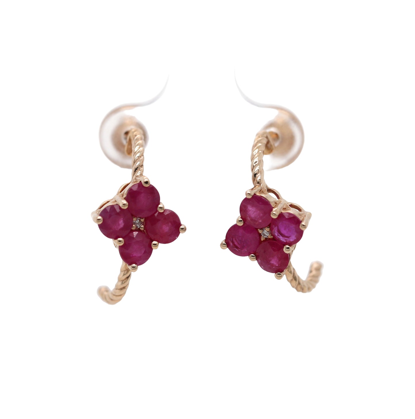 Burma Ruby / Diamond Earring