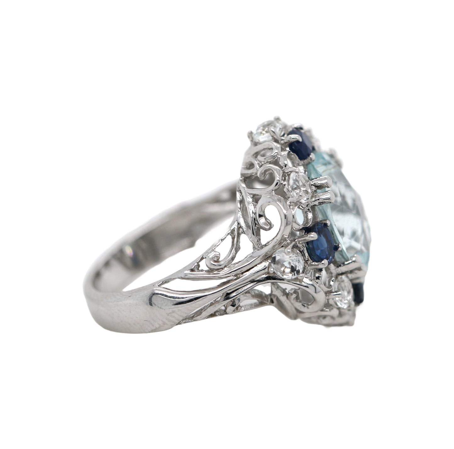 Aquamarine/ Blue Sapphire/ White Topaz Ring
